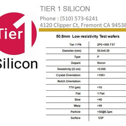 50.8mm  Low resistivity Test wafers