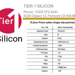 76.2mm Prime wafers Single side polished