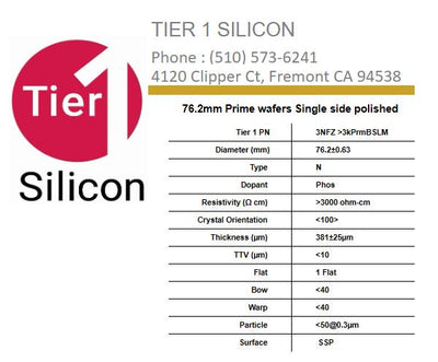76.2mm Prime wafers Single side polished
