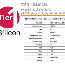 150mm Mech double side polished notched wafers